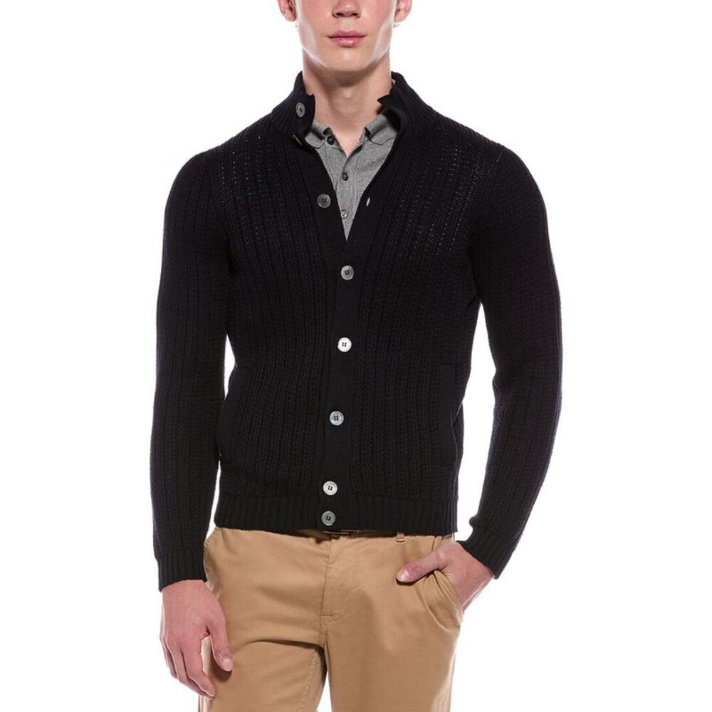 Slowear Mens Linen-Blend Cardigan Sweater